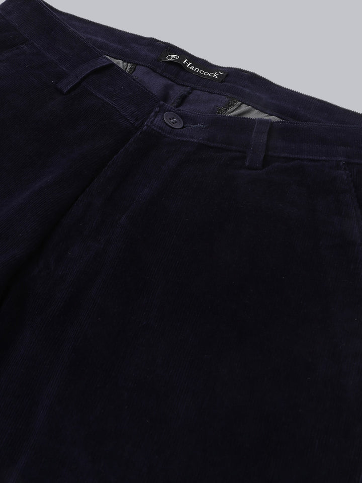 Men Black Solid Cotton cotton stretch corduroy Coduroy Slim Fit Formal Trouser