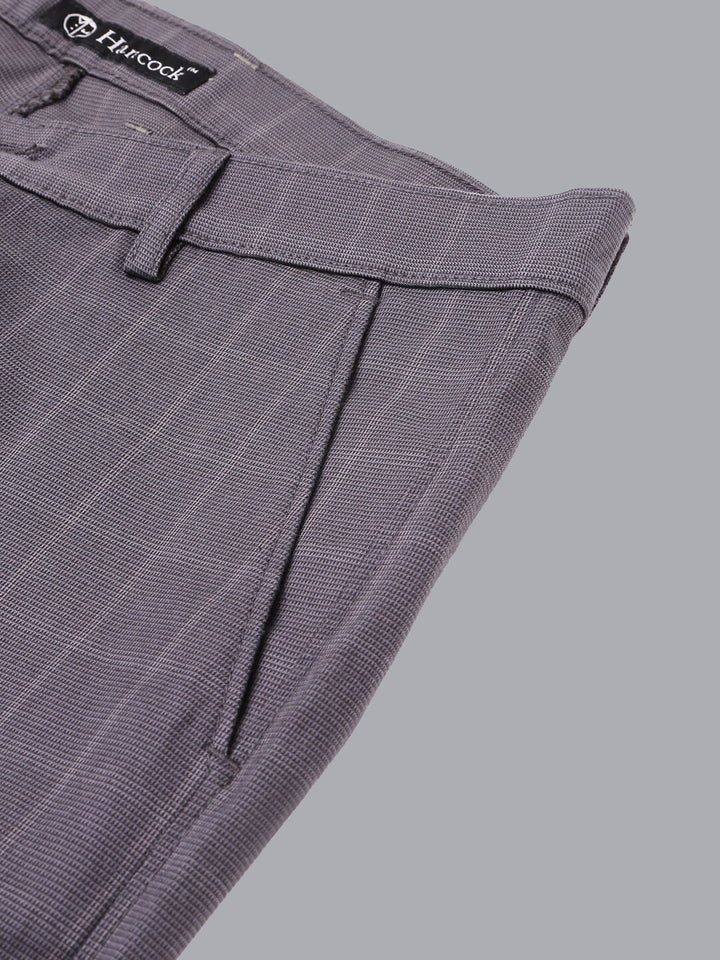 Men Grey Check Pure Cotton Slim Fit Formal Trouser