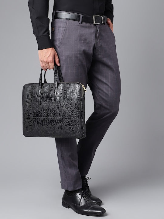 Men Grey Check Pure Cotton Slim Fit Formal Trouser