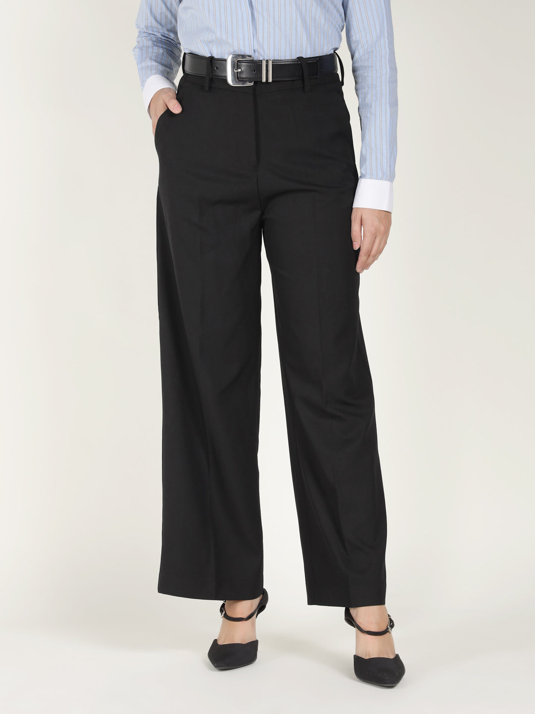 women's black polyester dress pants Donna Black High Waist Dress Pants main image 1