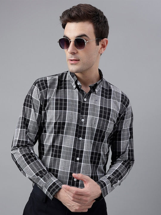 Checked Pure Cotton Slim Fit Formal Shirt - Main Image
