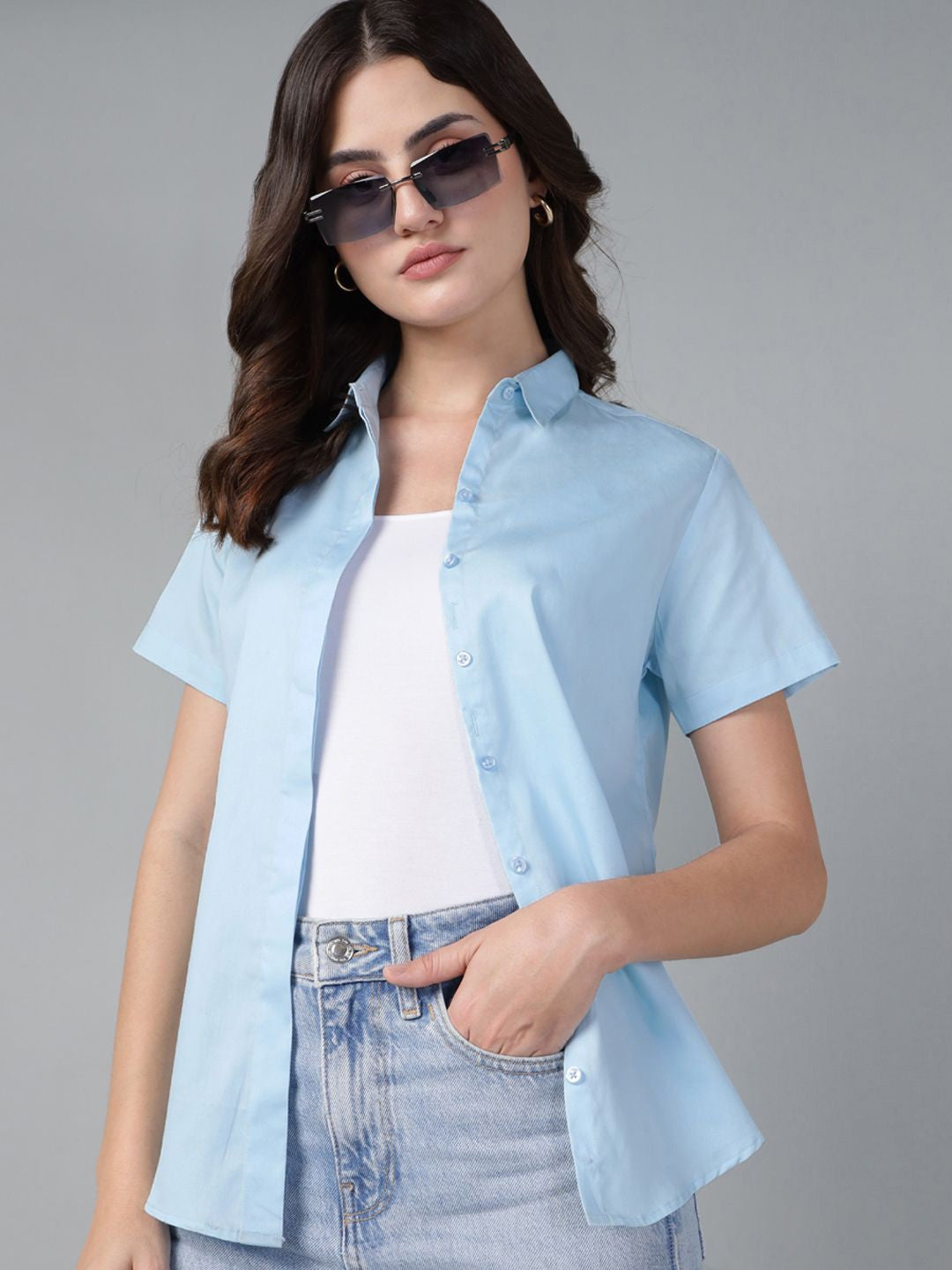 Sky Blue Shirt Combination Casual Casual Shirt Sky Color Shirt
