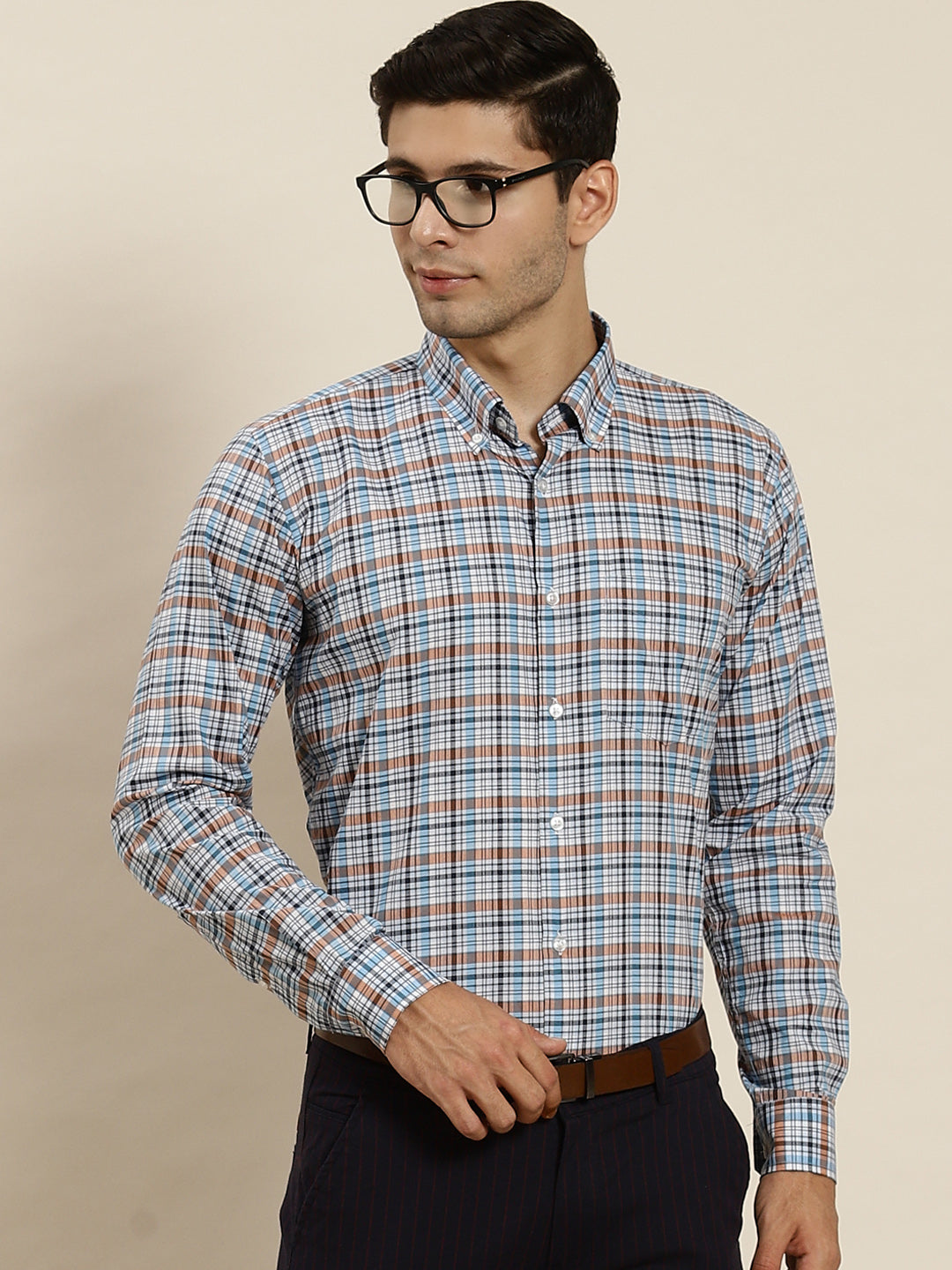 Stylish Formal Pant Shirt Check Shop Brown Trendy Formal Check