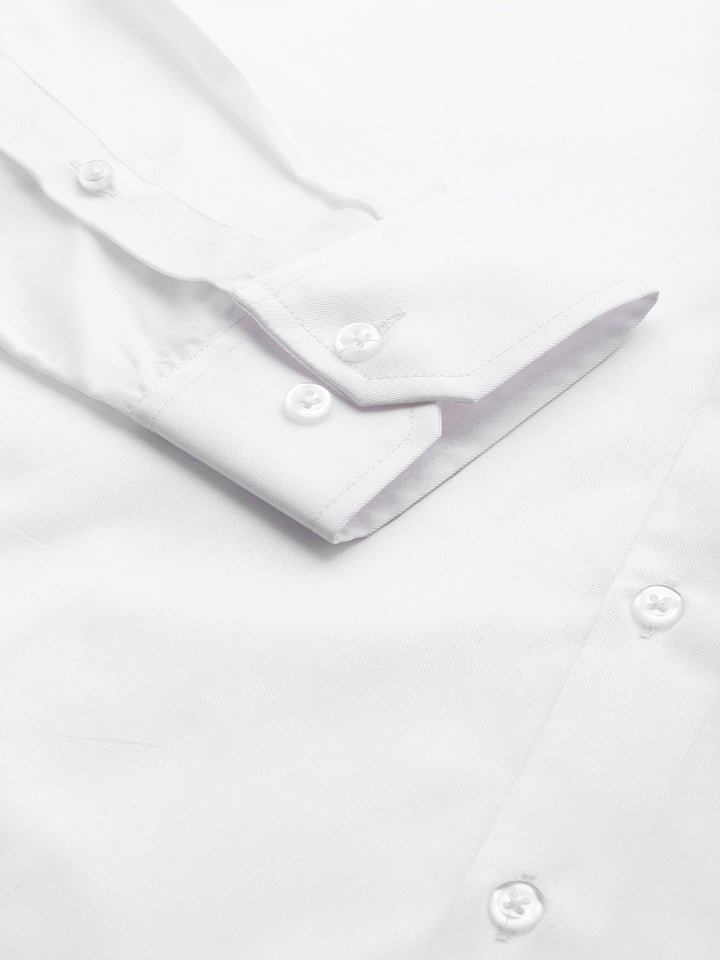 Men White Pure Cotton Solid Regular Fit Formal Shirt