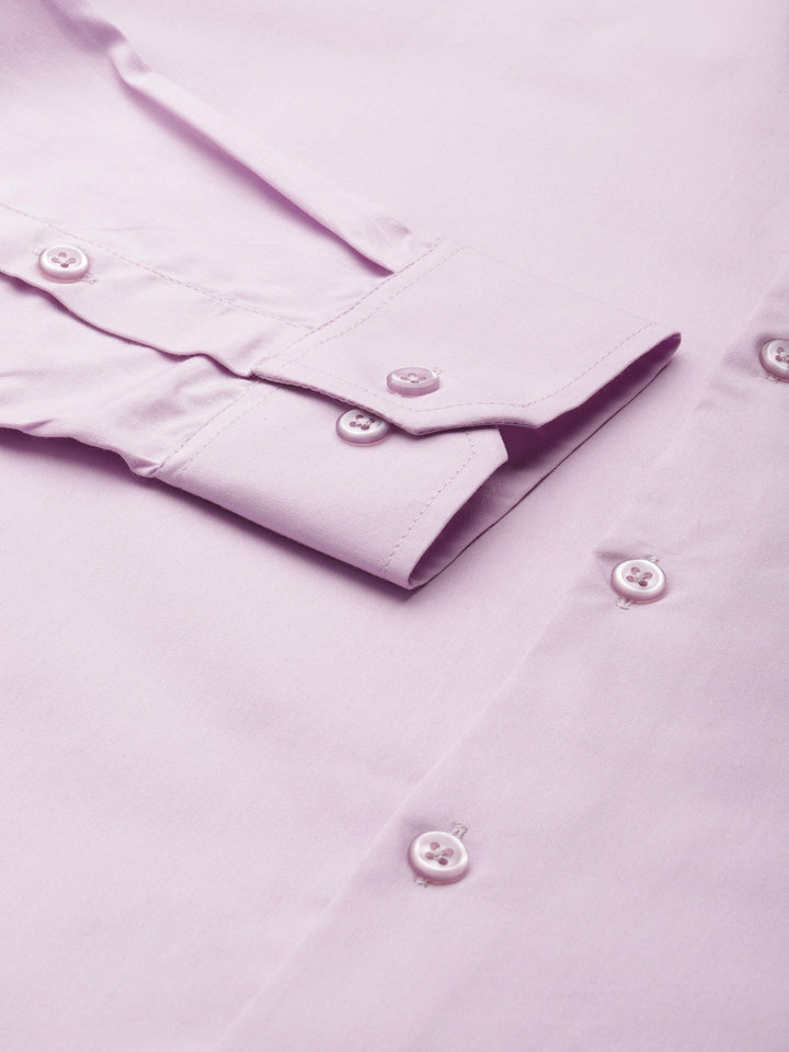 Men Lavender Solid Pure Cotton Slim Fit Formal Shirt