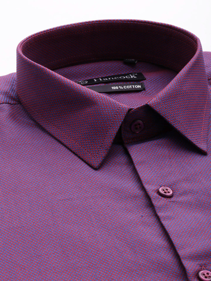 Men Wine Solid Self Design French Cuff Pure Cotton Slim Fit Formal Shirt