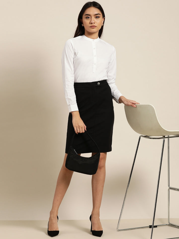 Women White Solids Pure Cotton Slim Fit Formal Top