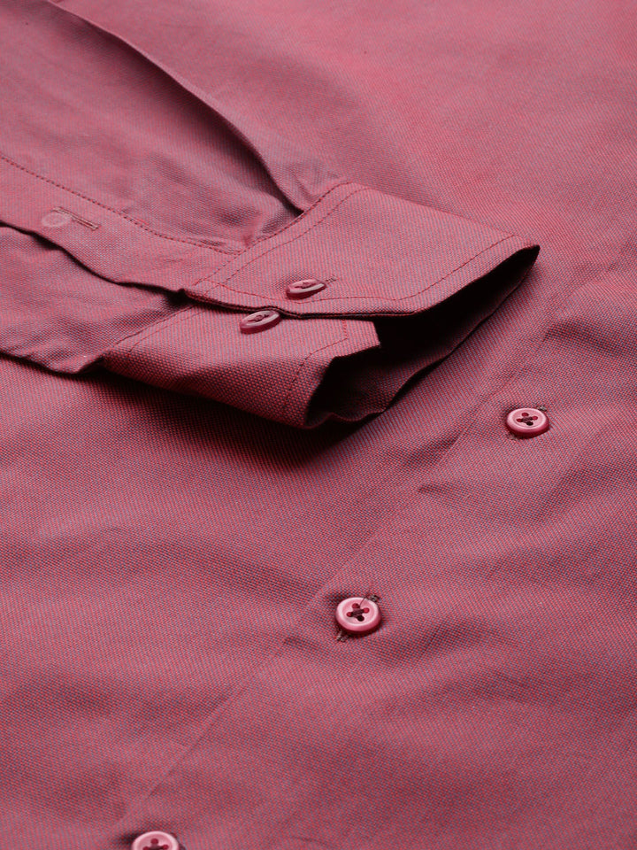 Men Purple Solids Pure Cotton Slim Fit Formal Shirt