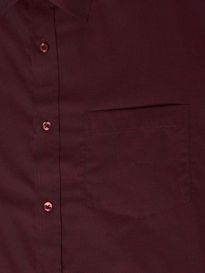Men Maroon Solids Pure Cotton Regular Fit Formal Shirt