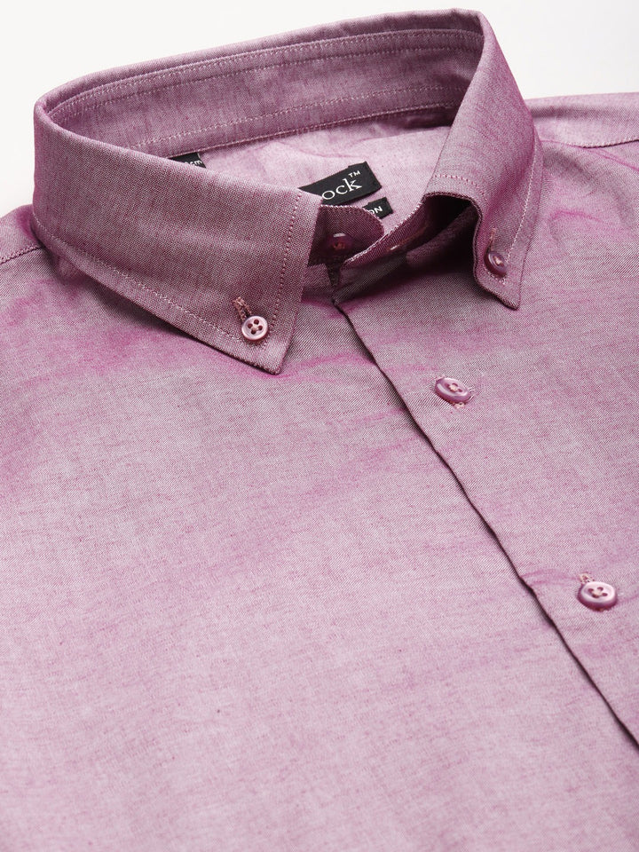 Men Purple Solid Pure Cotton Slim Fit Formal Shirt