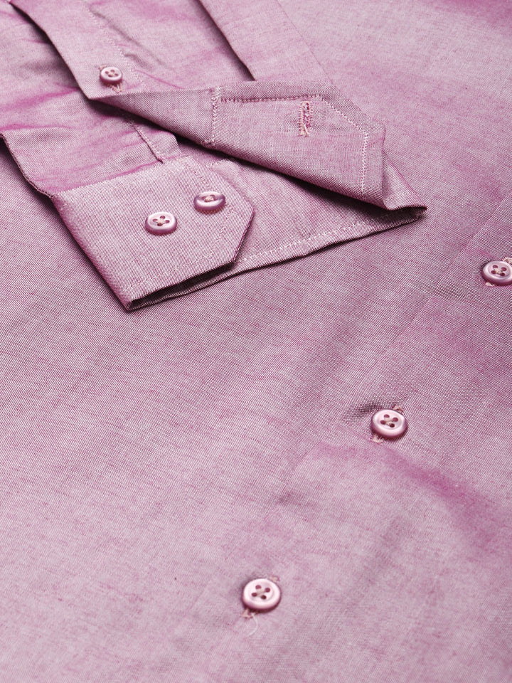 Men Purple Solid Pure Cotton Slim Fit Formal Shirt
