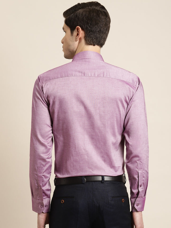 Men Purple Solid Pure Cotton Slim Fit Formal Shirt