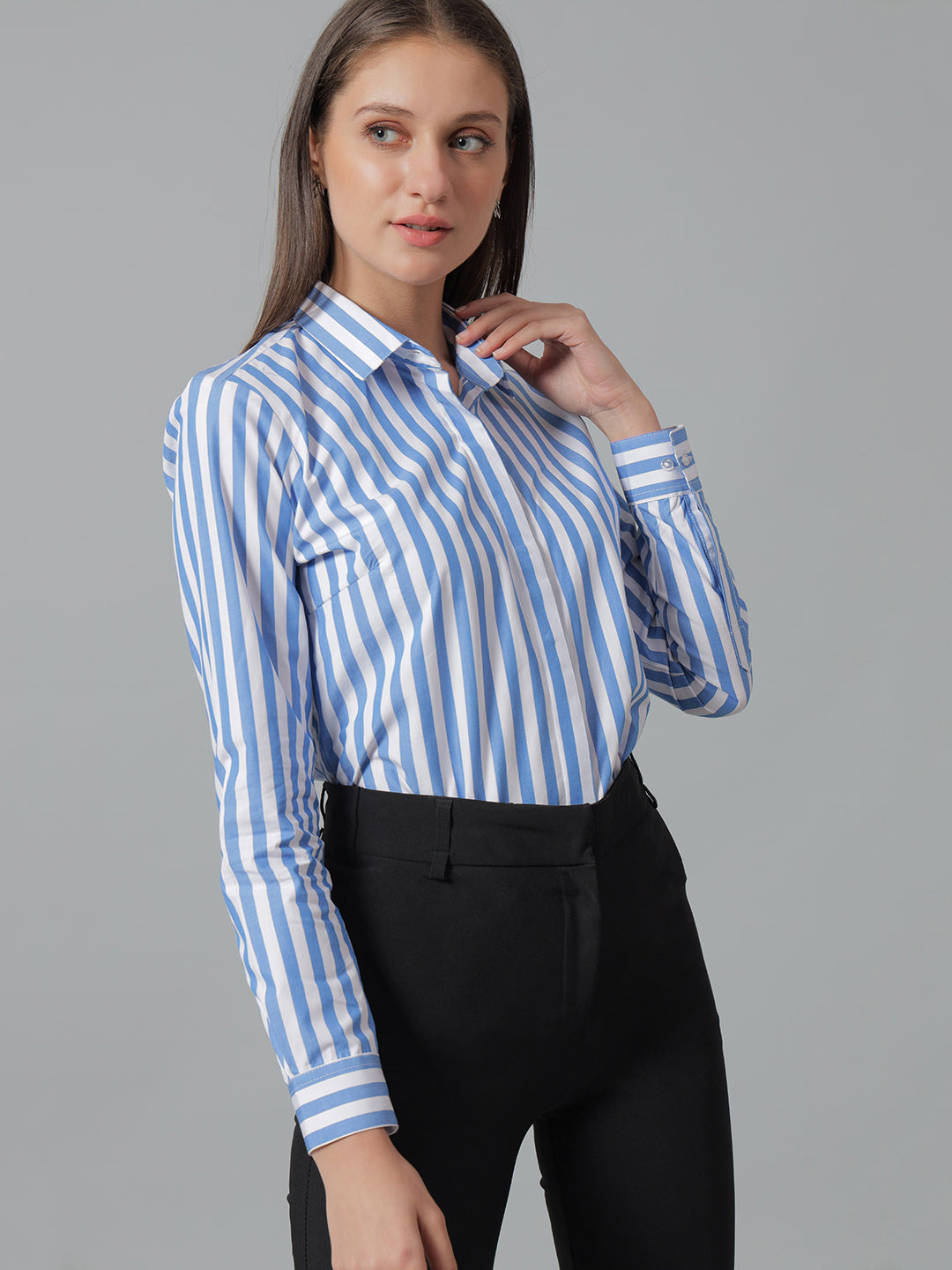 Blue and white deals shirt womens