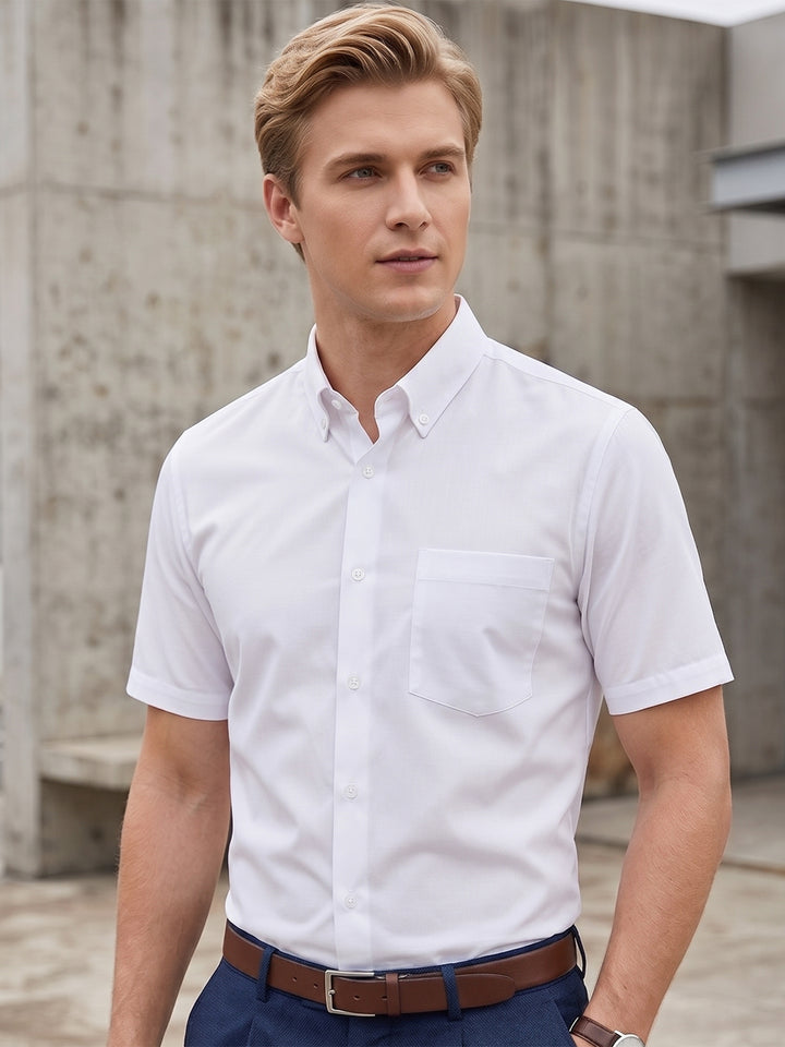 Men White Solids Pure Cotton Slim Fit Formal Shirt
