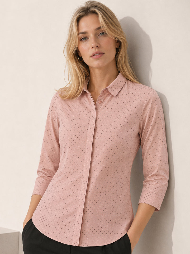 Women Pink Prints Pure Cotton Slim Fit Formal Shirt
