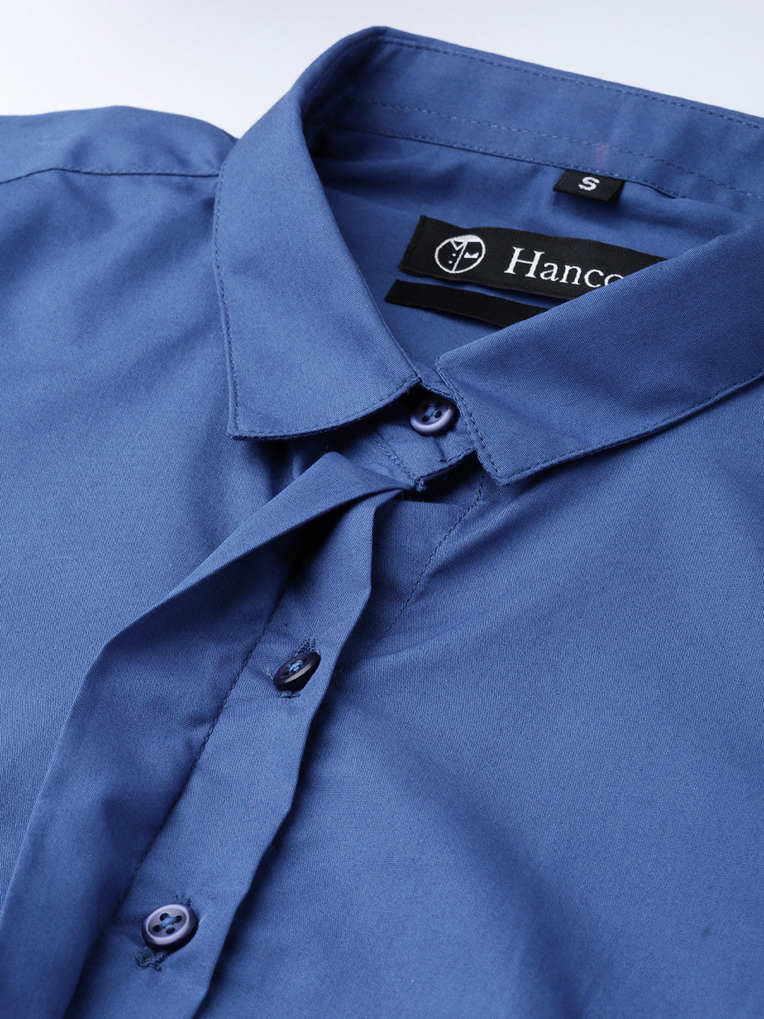 Women Royal Blue Solid Pure Cotton Slim Fit Formal Shirt