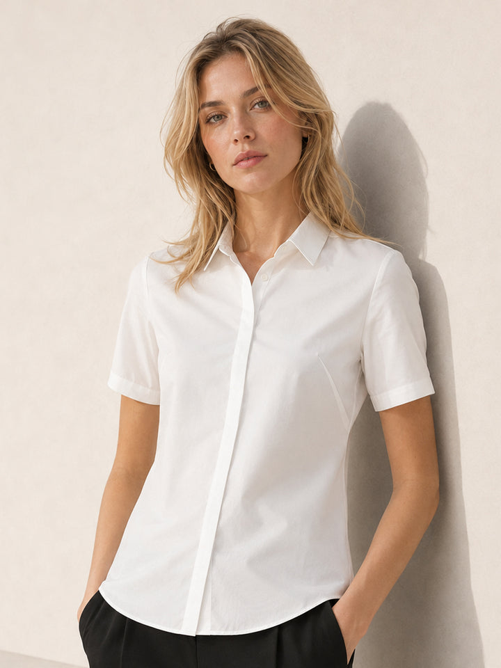 Women White Solids Pure Cotton Slim Fit Formal Shirt