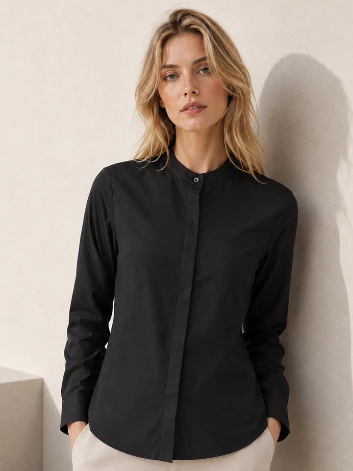 Women Black Solids Pure Cotton Slim Fit Formal Shirt