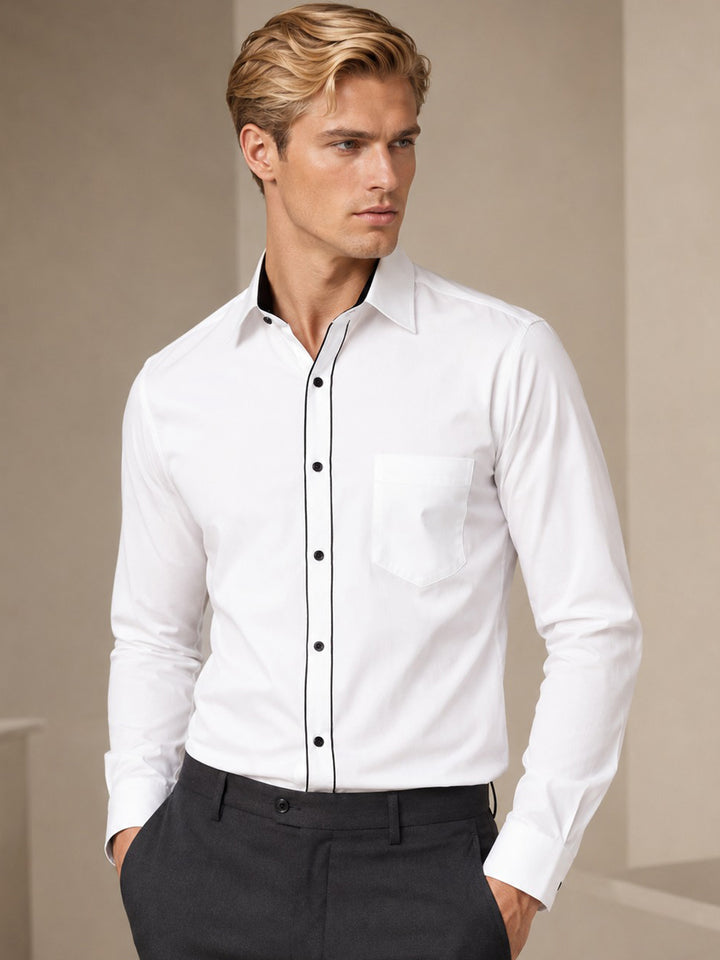 Men White Solid Pure Cotton Slim Fit Formal Shirt