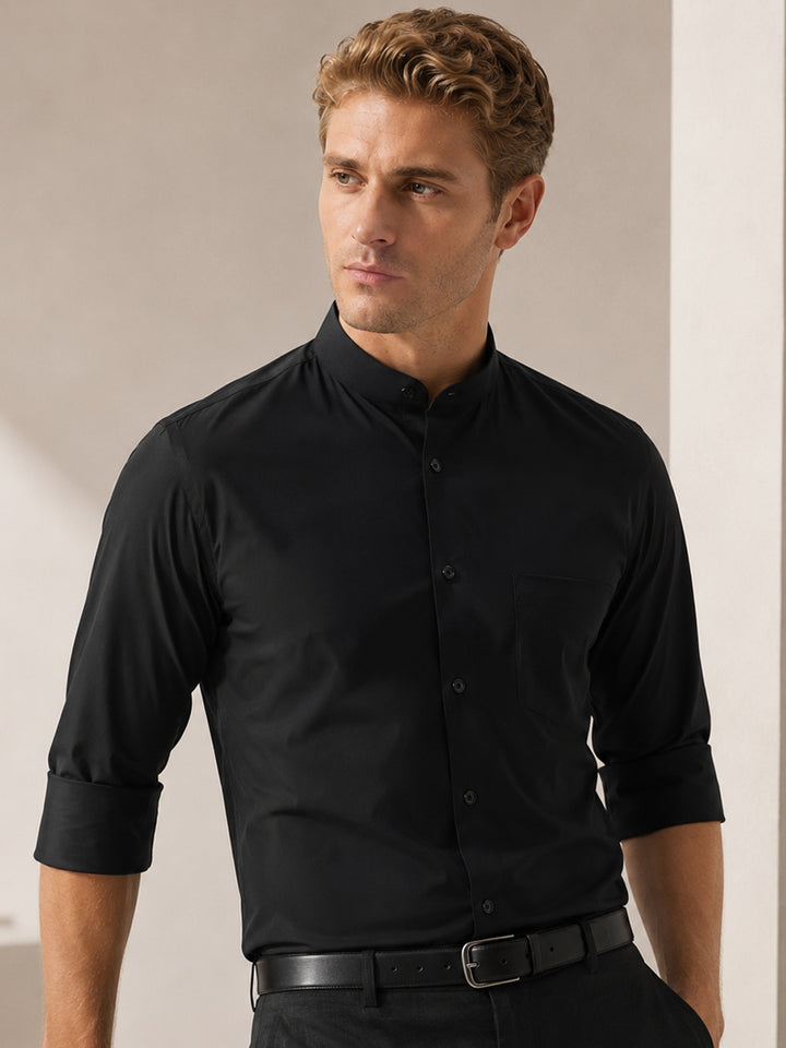 Men Black Solids Pure Cotton Slim Fit Formal Shirt