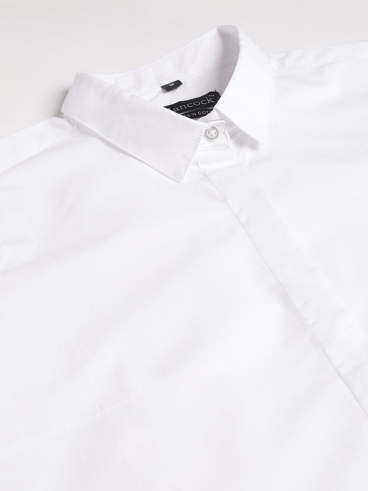 Women White Solid Pure Cotton Slim Fit Formal Shirt