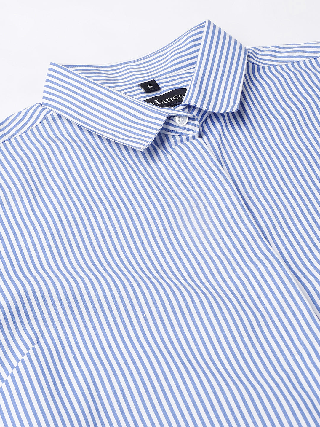 Women White&Blue Stripes Pure Cotton Slim Fit Formal Shirt