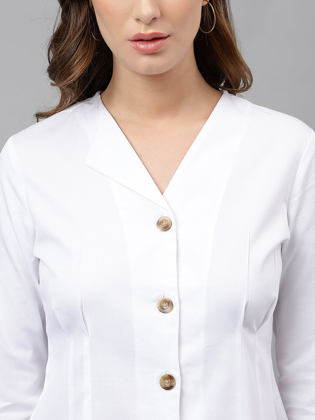 Hancock Women White Pure Cotton Solid Mid Length Regular Fit Formal Shirt Dress Hancock Women White Pure Cotton Solid Mid Length Regular Fit Formal Shirt Dress