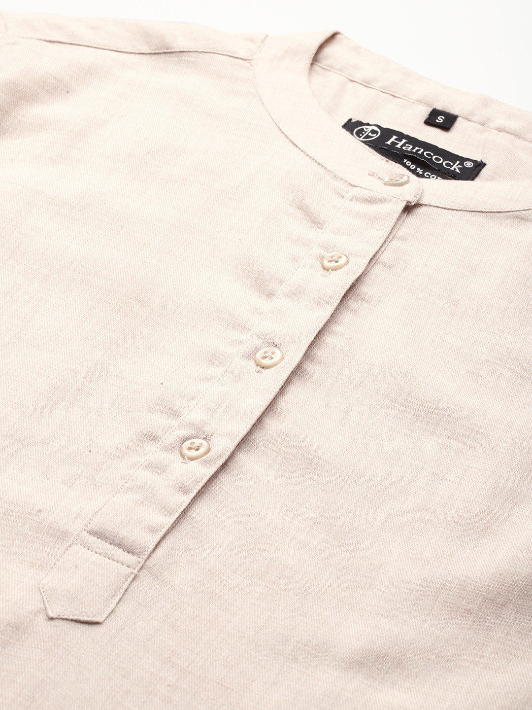 Hancock Women Beige Solid Pure Cotton Regular Fit Formal Top