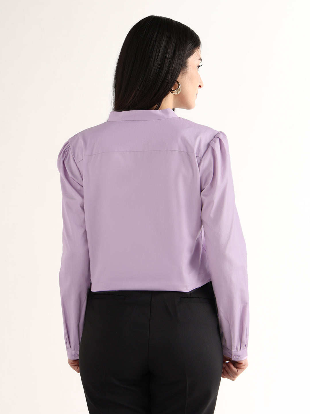 Hancock   Women   Lavender   Solids   Pure Cotton   Regular Fit   Formal   Top
