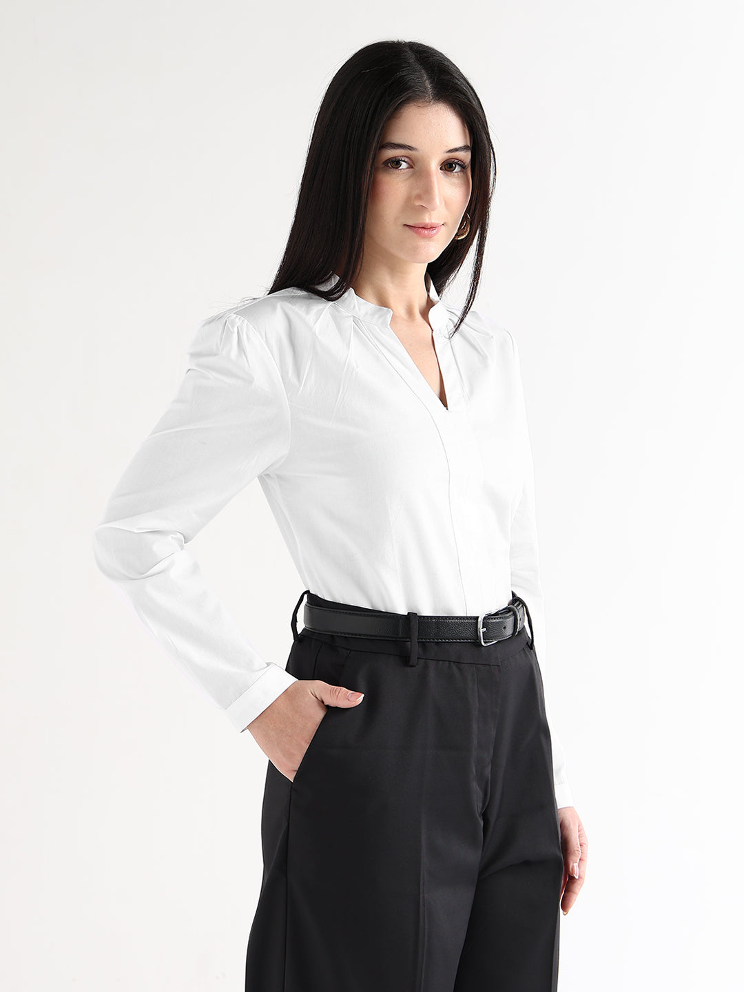 Hancock   Women   White   Solids   Pure Cotton   Regular Fit   Formal   Top
