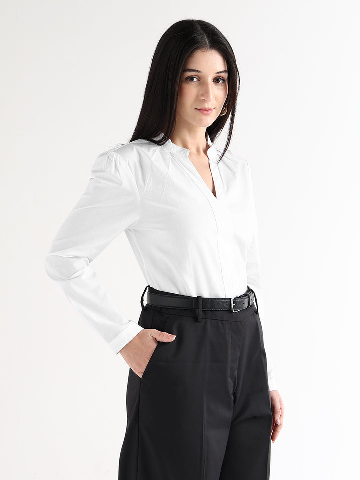 Hancock   Women   White   Solids   Pure Cotton   Regular Fit   Formal   Top