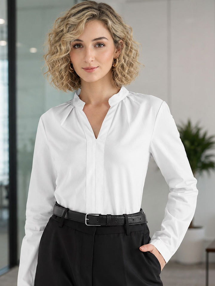 Hancock   Women   White   Solids   Pure Cotton   Regular Fit   Formal   Top