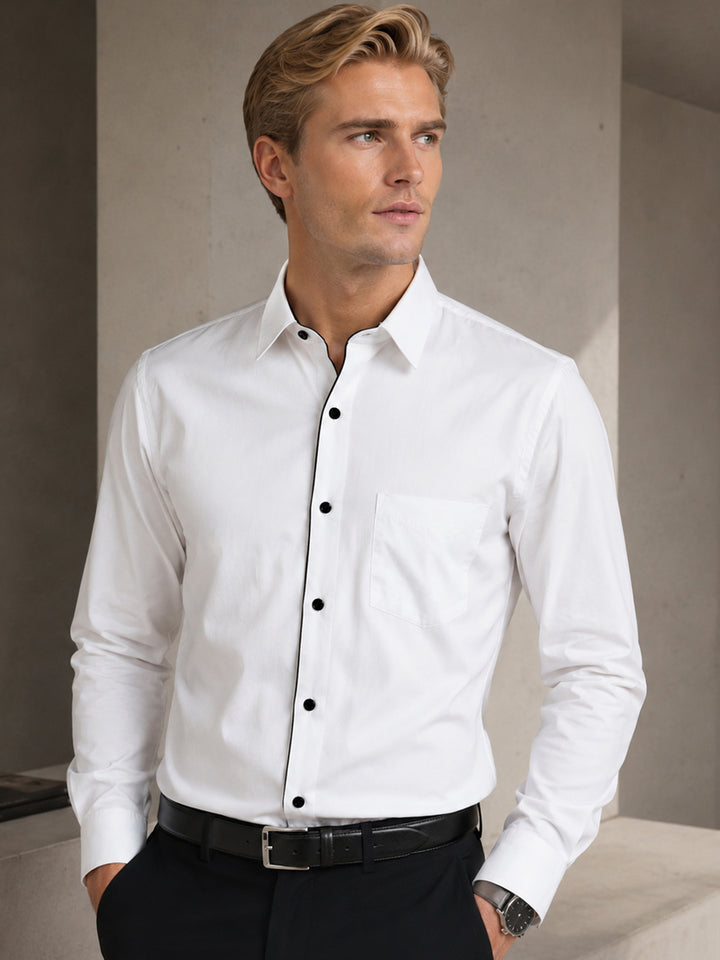 Men White Solids Pure Cotton Slim Fit Formal Shirt