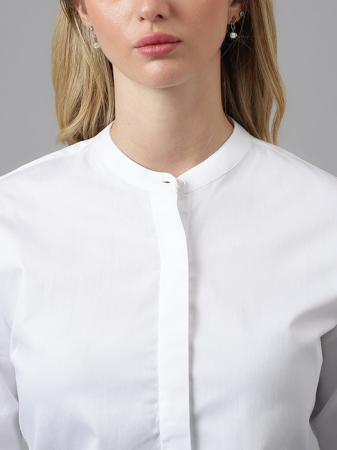 Women White Solid Pure Cotton Regular Fit Formal Shirt