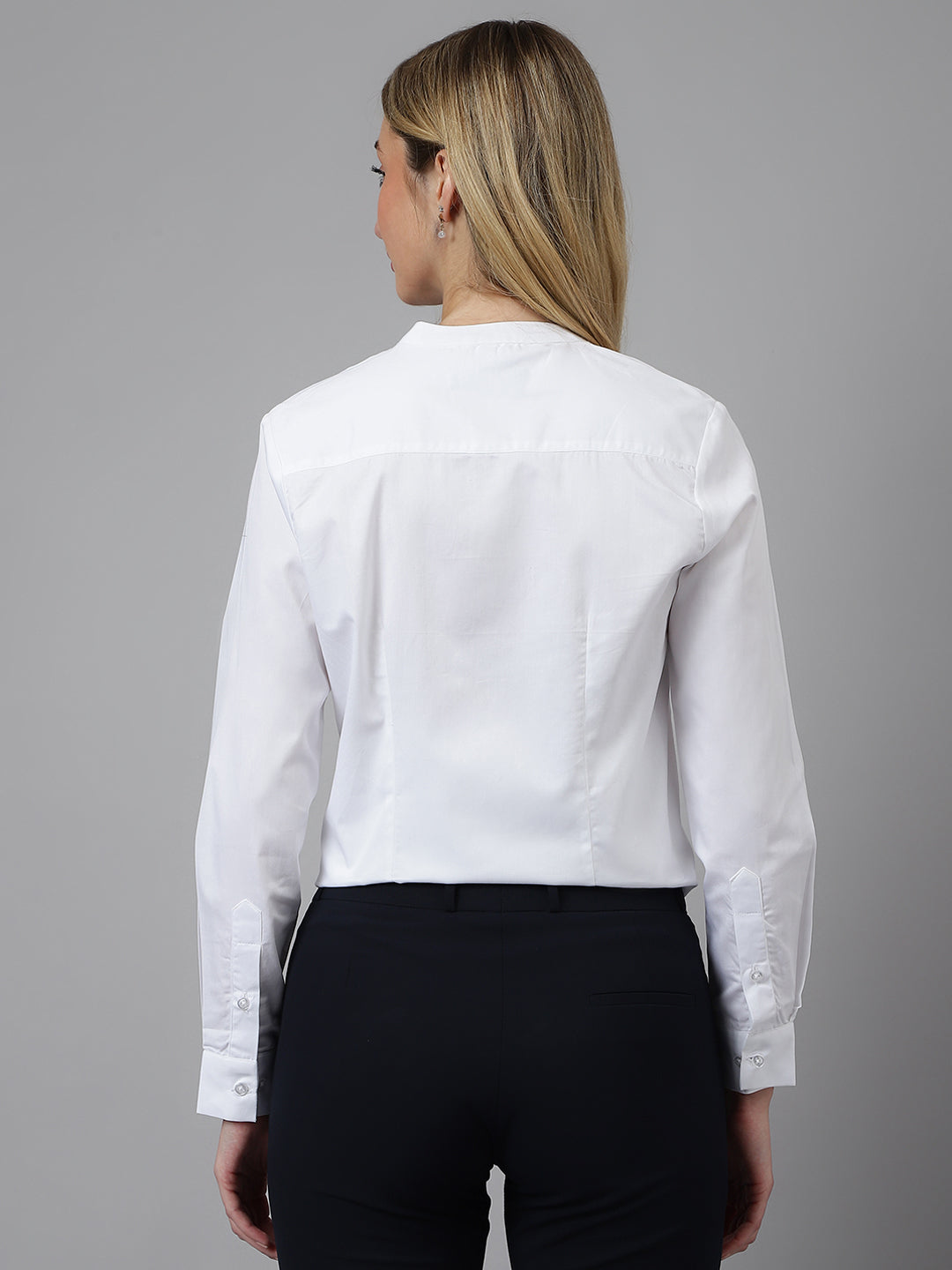 Women White Solid Pure Cotton Regular Fit Formal Shirt