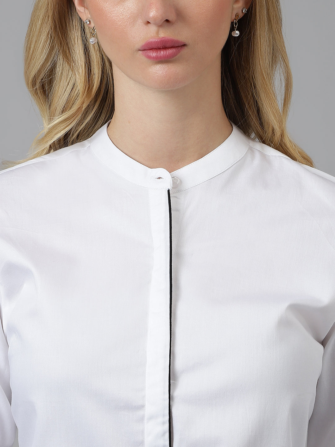 Women White Solid Pure Cotton Regular Fit Formal Shirt