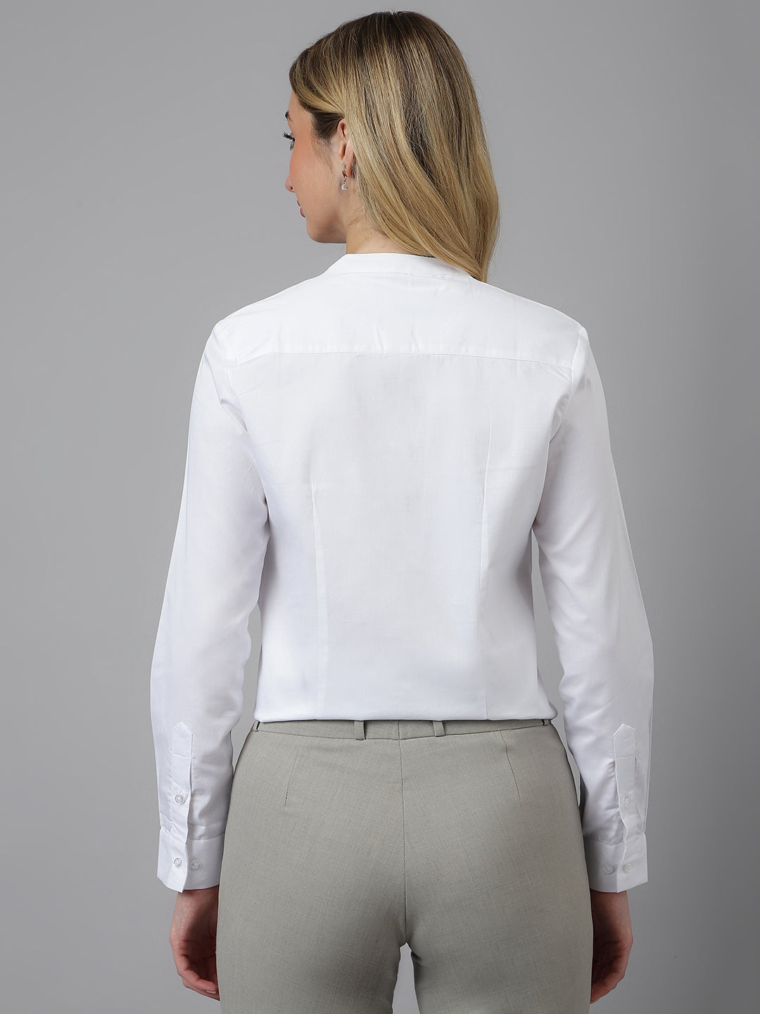 Women White Solid Pure Cotton Regular Fit Formal Shirt