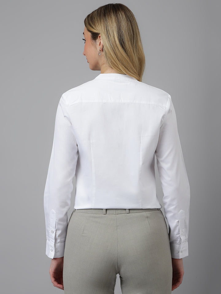 Women White Solid Pure Cotton Regular Fit Formal Shirt