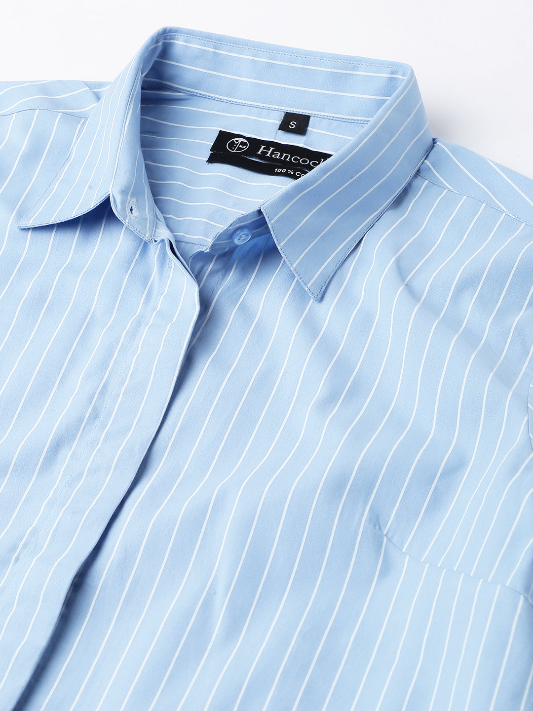 Women Blue Stripes Pure Cotton Regular Fit Formal Shirt