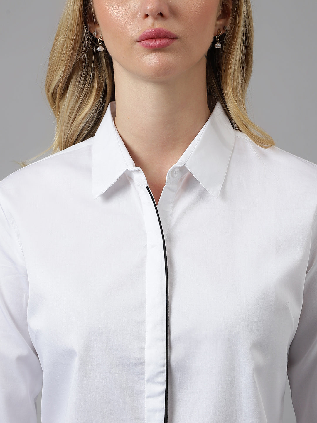 Women White Solid Pure Cotton Regular Fit Formal Shirt