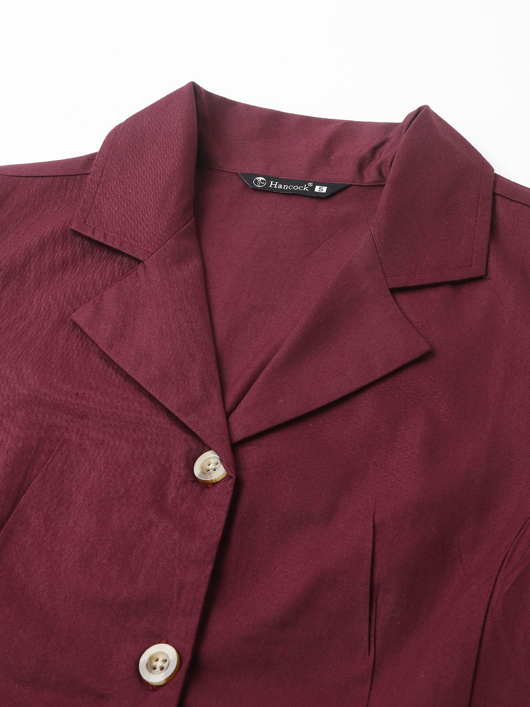 Women Burgundy Solid Pure Pleated Regular Fit Formal Shirt