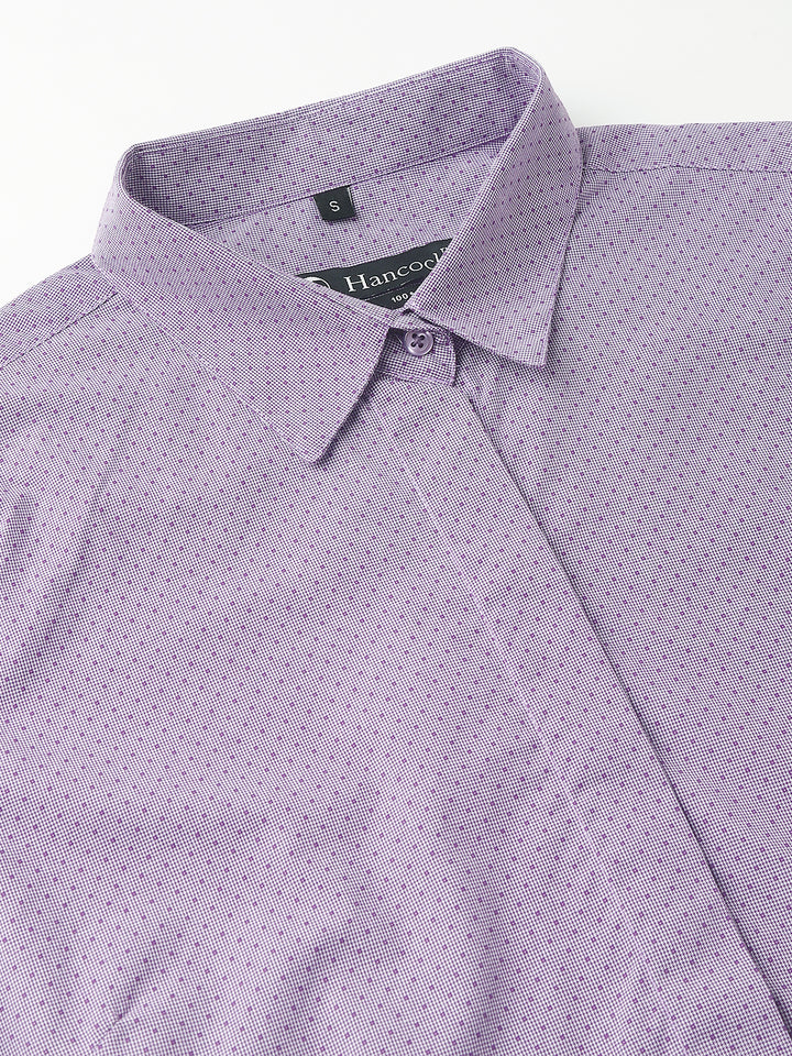 Women Purple & White Solid Pure Cotton Regular Fit Formal Shirt