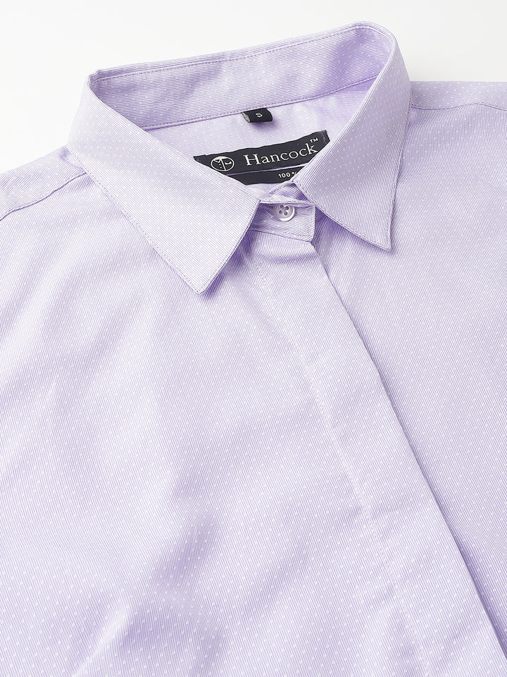 Women Purple & White Stripes Pure Cotton Regular Fit Formal Shirt