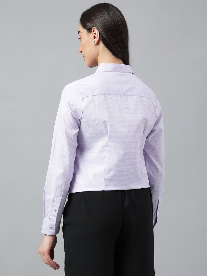 Women Purple & White Stripes Pure Cotton Regular Fit Formal Shirt