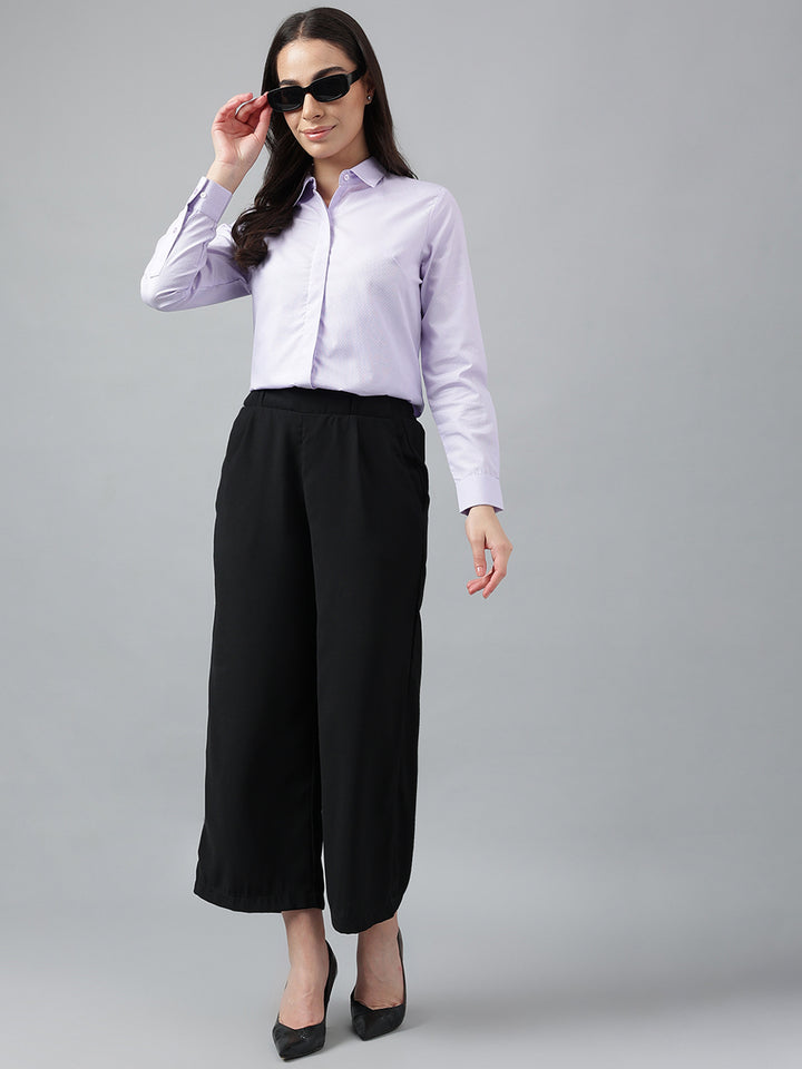 Women Purple & White Stripes Pure Cotton Regular Fit Formal Shirt