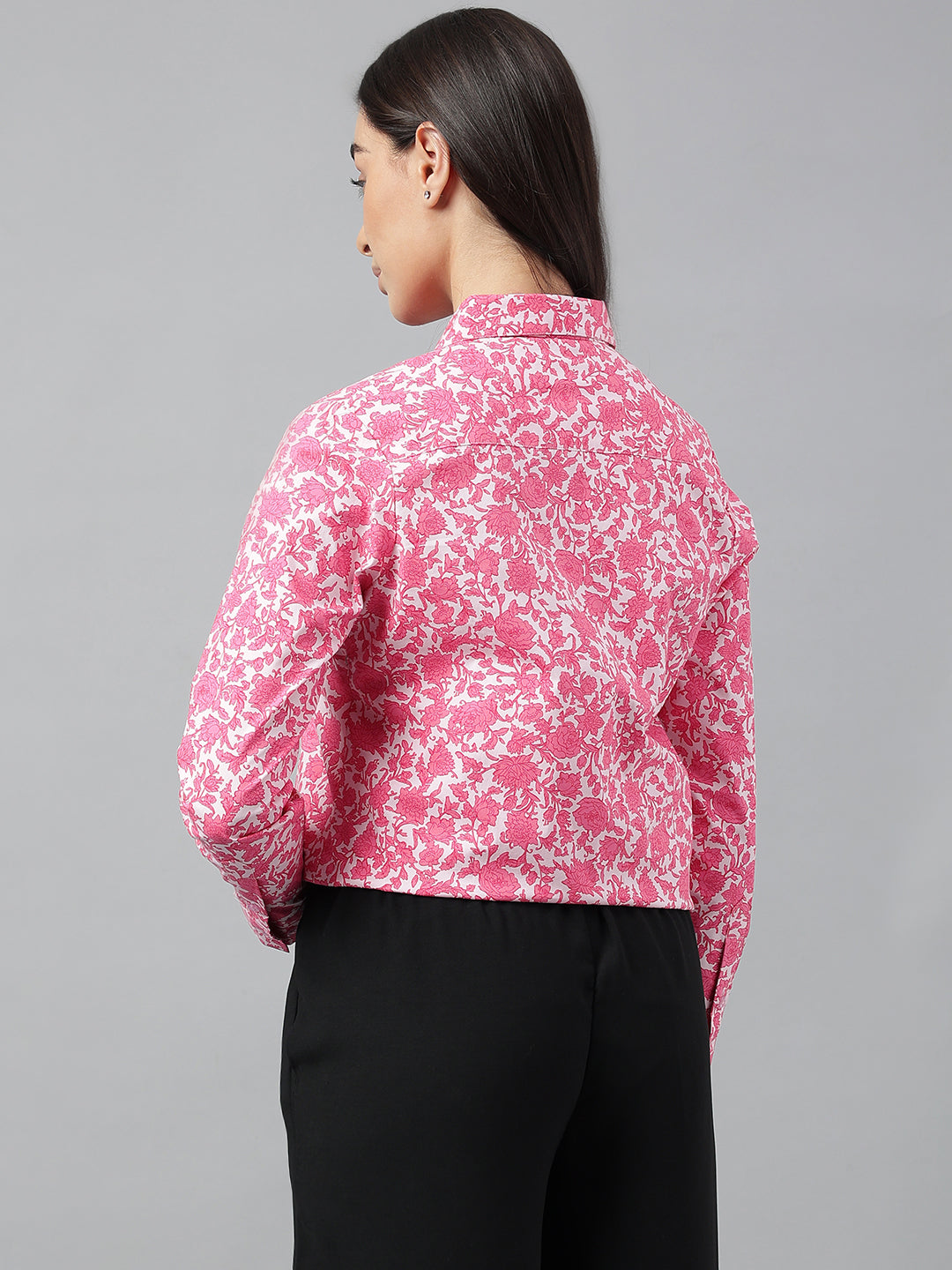 Women Pink Prints Pure Cotton Regular Fit Formal Shirt