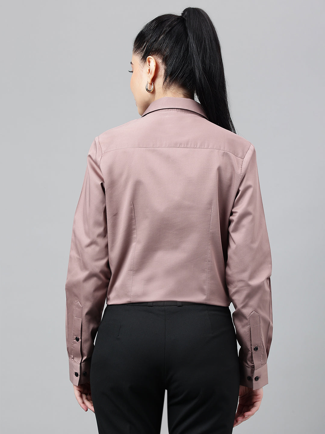 Women Dusty mauve Solid Cotton Satin Regular Fit Formal Shirt