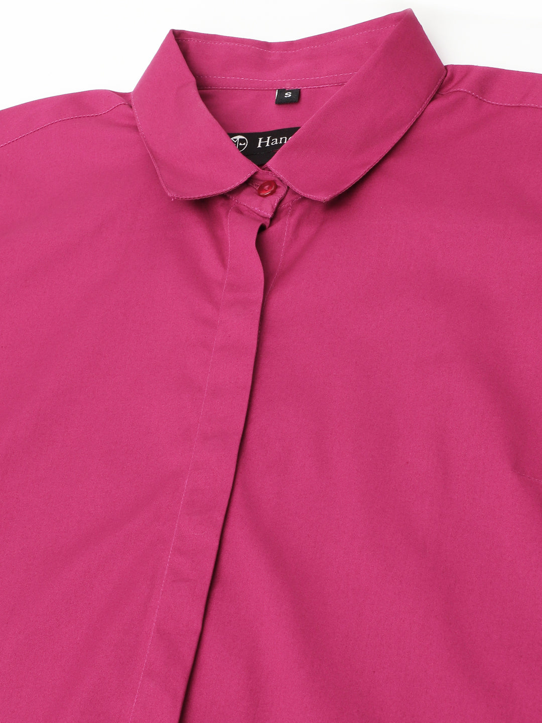 Women Magenta Solid Pure Cotton Regular Fit Formal Shirt