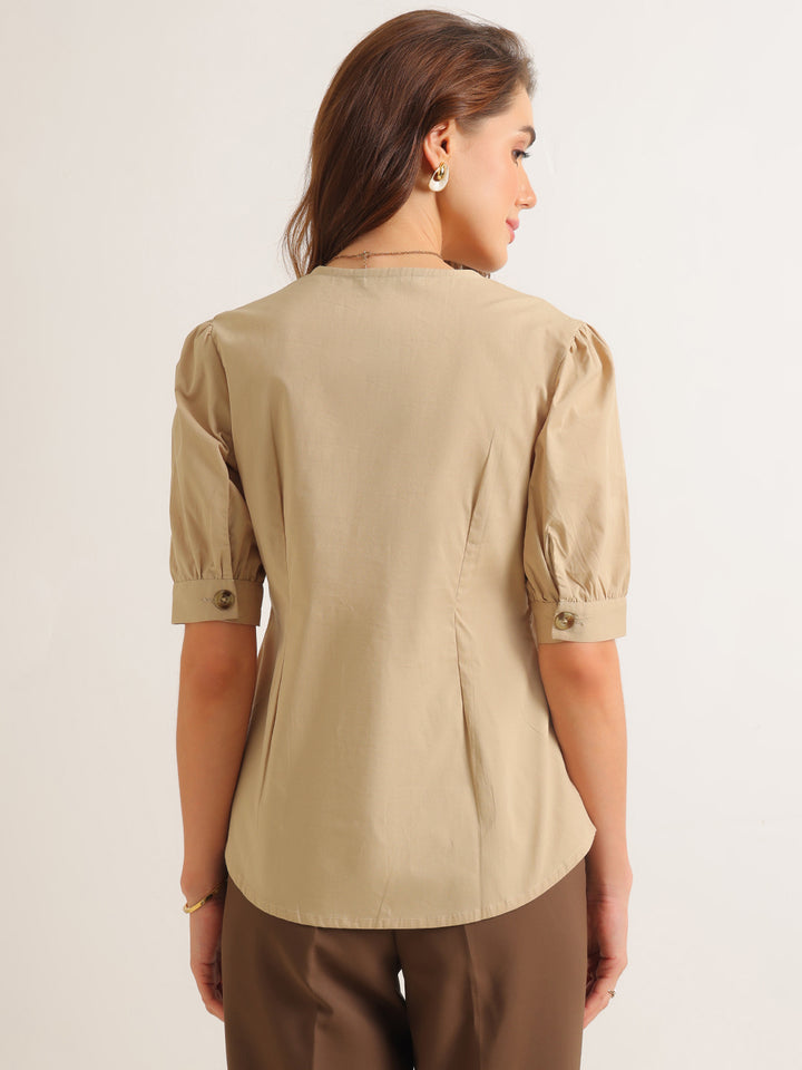 Hancock   Women   Beige   Solids   Pure Cotton   Regular Fit   Formal   Shirt