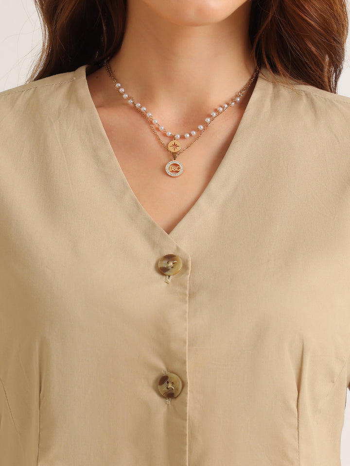 Hancock   Women   Beige   Solids   Pure Cotton   Regular Fit   Formal   Shirt